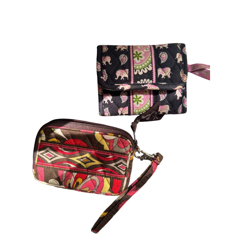 Vera Bradley Quilted Wallet Wristlet Bundle Elephant Parade Geometric Floral 2pc